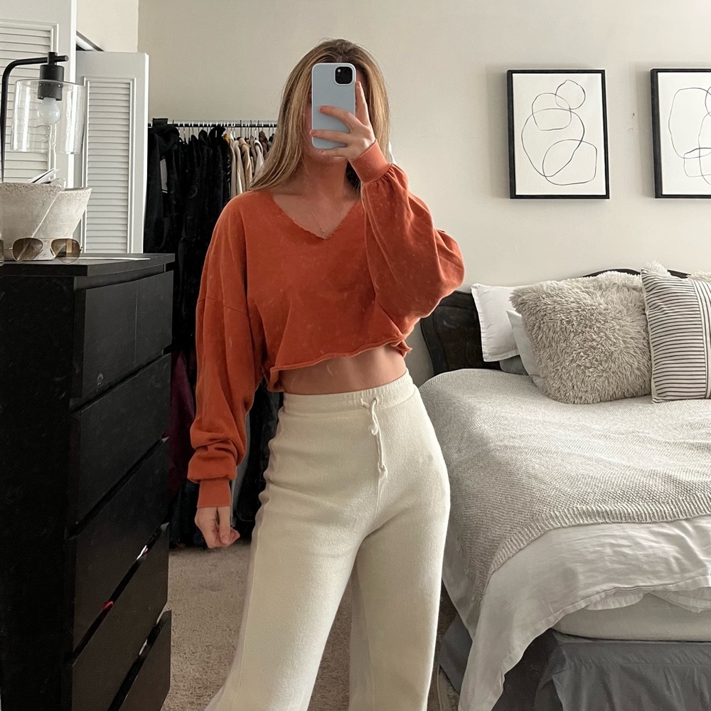 Burnt Orange Cropped Sweater